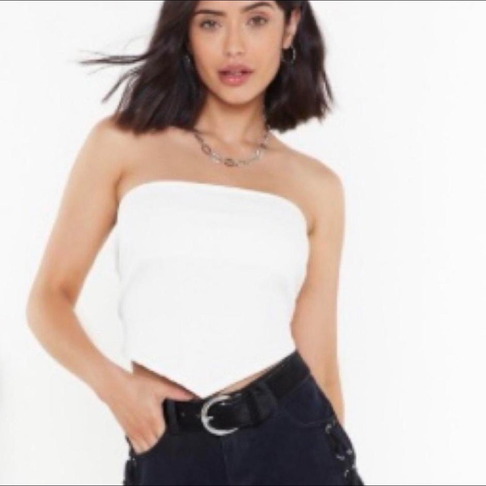 Nasty Gal White Asymmetrical Crop Top